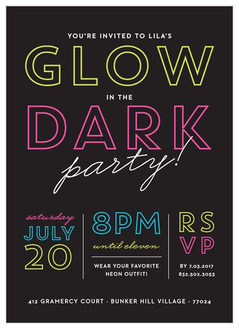 Printable Glow Party Invitations